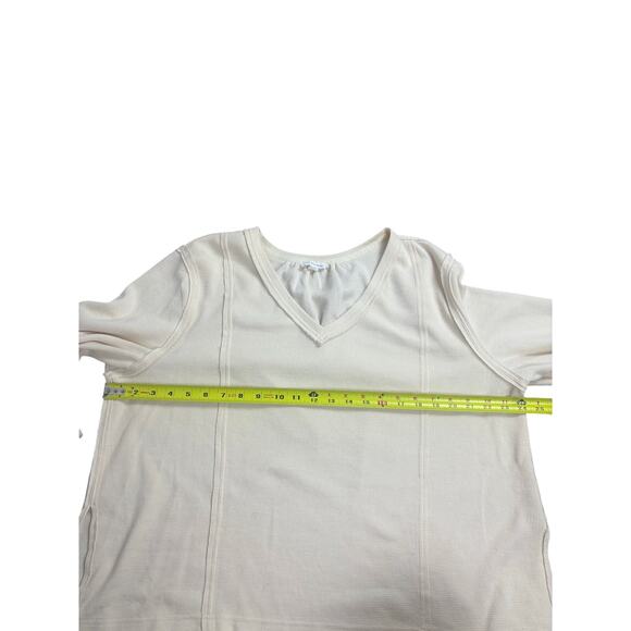 Blu Pepper Women’s Small Cream V-Neck Long Sleeve Textured Knit Casual Pullover - Picture 6 of 8